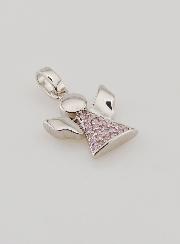 Pendentif Ange-Gardien en Argent et Zircons Roses - 15 mm