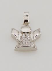 Médaille de Baptême Ange-Gardien Argent et Zircons - 15 mm