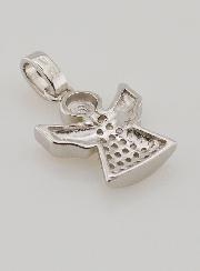 Médaille de Baptême Ange-Gardien Argent et Zircons - 15 mm