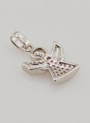 Médaille de Baptême Ange-Gardien Argent et Zircons Roses - 15 mm