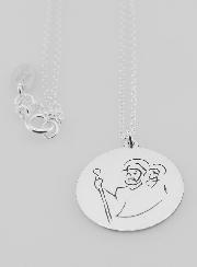 Collier Religieux Saint Christophe Gravé - 20mm
