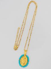 Collier Religieux & Médaille Miraculeuse - Perles Bleu Gris