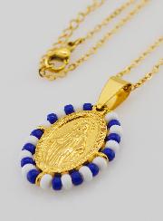Médaille Miraculeuse + Chaîne - Perles Marinière