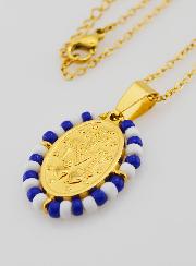 Médaille Miraculeuse + Chaîne - Perles Marinière