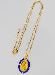 Collier Religieux & Médaille Miraculeuse - Perles Marine