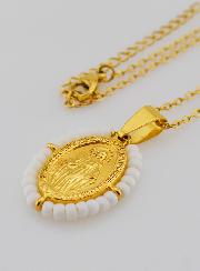 Collier Religieux & Médaille Miraculeuse - Perles Blanches