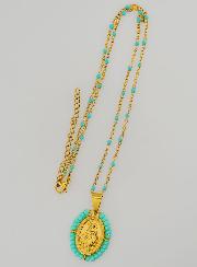 Collier Religieux Perlé & Médaille Miraculeuse - Turquoise