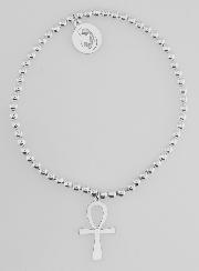 Bracelet Boule en Argent - Croix Egyptienne & Vierge à l'Enfant