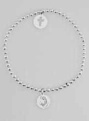 Bracelet Boule en Argent - Croix Ajourée & Vierge