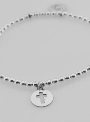 Bracelet Boule en Argent - Croix Ajourée & Vierge