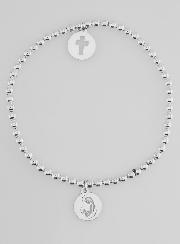 Bracelet Boule Croix & Vierge - Argent Massif