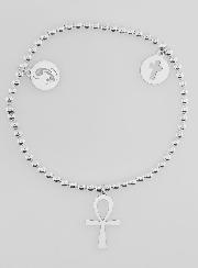 Bracelet Boule 2 croix & Vierge - Argent Massif