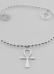 Bracelet Boule 2 croix & Vierge - Argent Massif