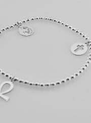 Bracelet Boule 2 croix & Vierge - Argent Massif