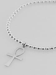 Bracelet Boule Croix Egyptienne - Argent Massif
