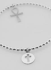 Bracelet Boule 2 Croix - Argent Massif