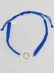 Bracelet Corde Tressée Bleue - Arbre de Vie Argent