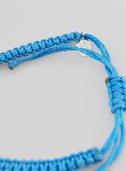 Bracelet Corde Tressée Bleue - Croix Ajourée Argent