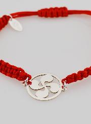 Bracelet Corde Tressée Rouge - Croix en Argent