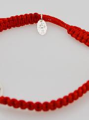 Bracelet Corde Tressée Rouge - Croix en Argent
