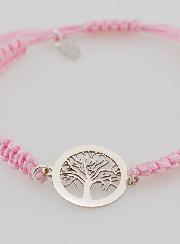 Bracelet Corde Tressée Rose - Arbre de Vie Argent
