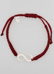 Bracelet Corde Tressée Bordeaux - Symbole Infini Argent