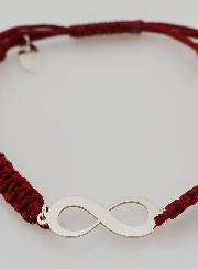 Bracelet Corde Tressée Bordeaux - Symbole Infini Argent