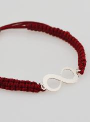 Bracelet Corde Tressée Bordeaux - Symbole Infini Argent