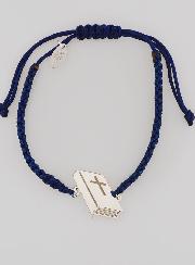 Bracelet Corde Tressée Bleu Marine - Bible Argent