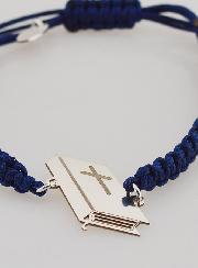 Bracelet Corde Tressée Bleu Marine - Bible Argent