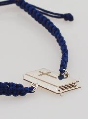 Bracelet Corde Tressée Bleu Marine - Bible Argent