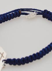 Bracelet Corde Tressée Bleu Marine - Bible Argent
