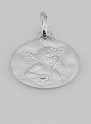 Médaille de Ange Gardien en Argent Massif - 18mm