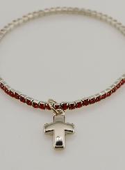 Bracelet Strass Carrés & Croix - Rouge