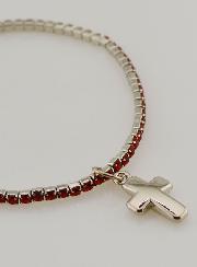 Bracelet Strass Carrés & Croix - Rouge