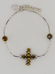 Bracelet Religieux Croix en Cristal Bronze & Argent 925/1000