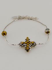 Bracelet Religieux Croix en Cristal Bronze & Argent 925/1000
