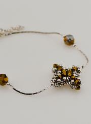 Bracelet Religieux Croix en Cristal Bronze & Argent 925/1000