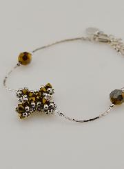 Bracelet Religieux Croix en Cristal Bronze & Argent 925/1000