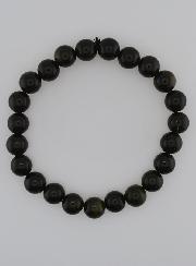 Bracelet en Pierre d'Obsidienne Noire Dorée - 8mm