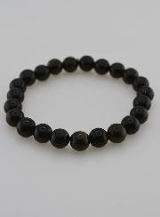 Bracelet en Pierre d'Obsidienne Noire Dorée - 8mm