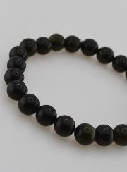 Bracelet en Pierre d'Obsidienne Noire Dorée - 8mm