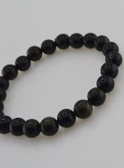 Bracelet en Pierre d'Obsidienne Noire Dorée - 8mm