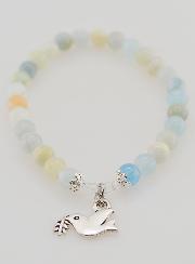 Bracelet de Confirmation en Pierres Naturelles d'Aigue Marine & Esprit Saint
