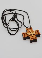Pendentif Croix de Confirmation en Bois - Saint Esprit
