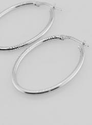 Créoles Ovales en Argent 925 Rhodié - 36mm