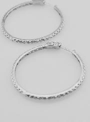 Créoles Ajourées Croisillons 40mm - Argent 925 Rhodié