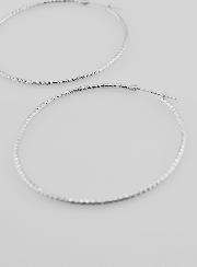 Créoles Martelées en Argent 925 Rhodié - 50mm
