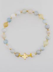 Bracelet Avec Croix - Aigue Marine 6mm