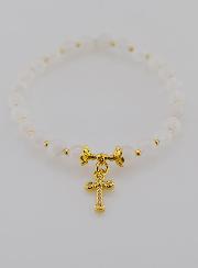 Bracelet en Pierre de Lune & Croix - 6mm